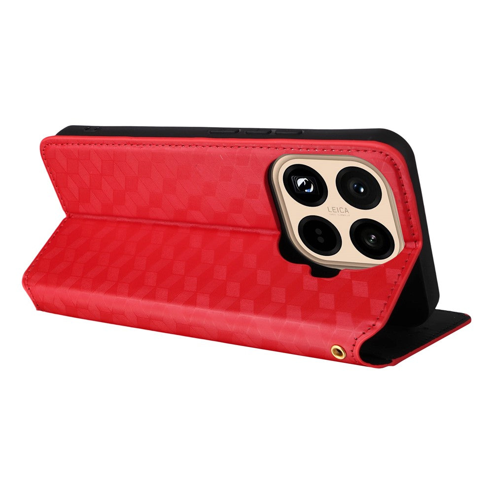 For Xiaomi 15T Pro Case Wallet Rhombus Imprinted Leather Phone Cover