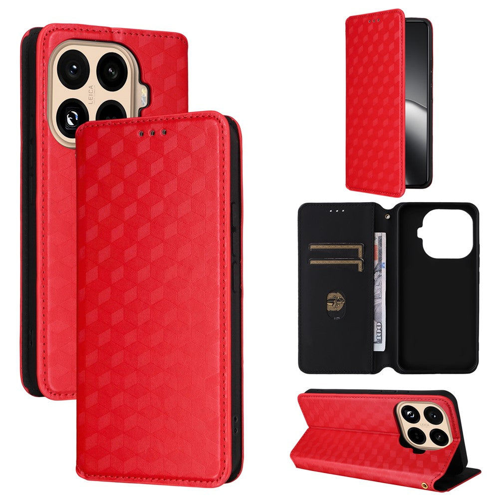 For Xiaomi 15T Pro Case Wallet Rhombus Imprinted Leather Phone Cover