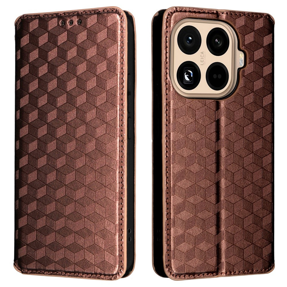 For Xiaomi 15T Pro Case Wallet Rhombus Imprinted Leather Phone Cover