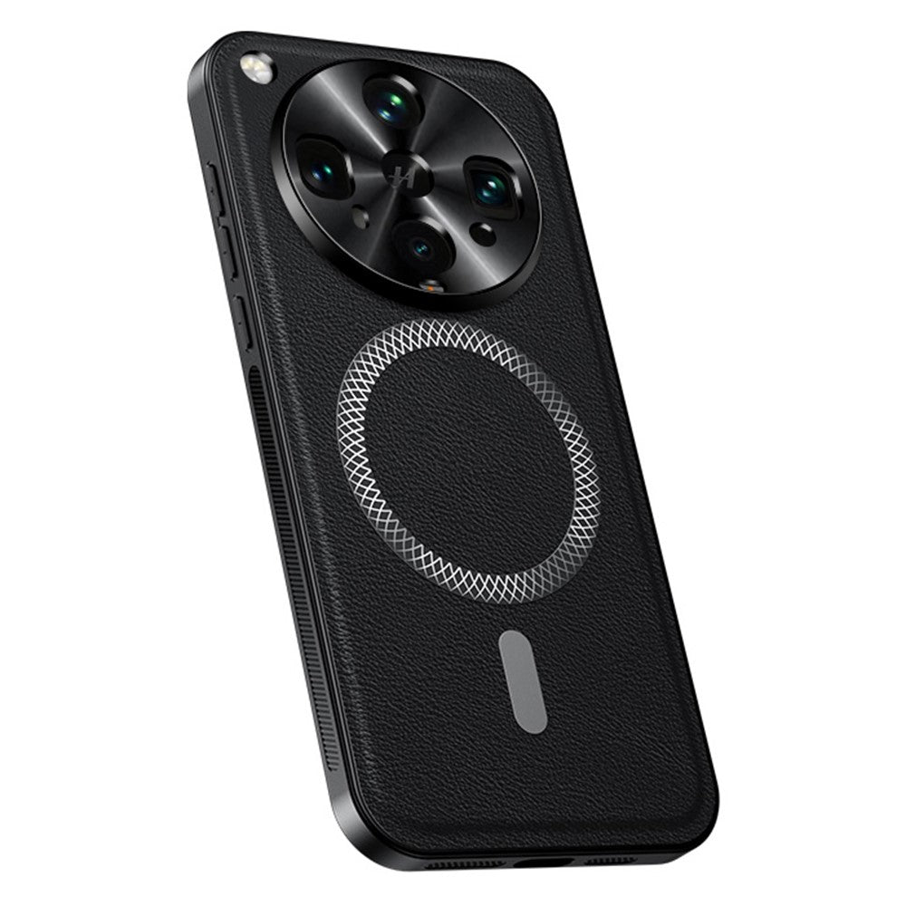For Oppo Find X8 Ultra 5G Magnetic Case PU TPU PC Phone Back Cover with Metal Lens Frame
