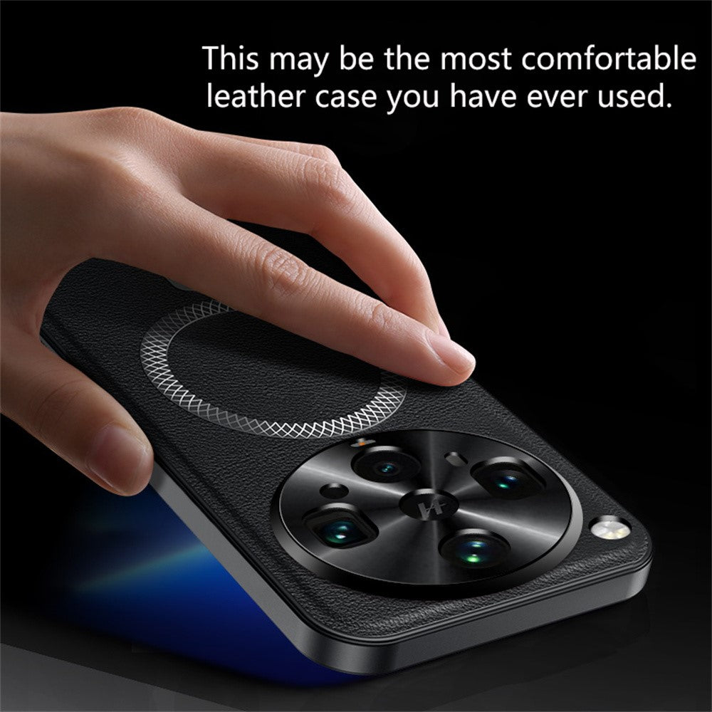 For Oppo Find X8 Ultra 5G Magnetic Case PU TPU PC Phone Back Cover with Metal Lens Frame