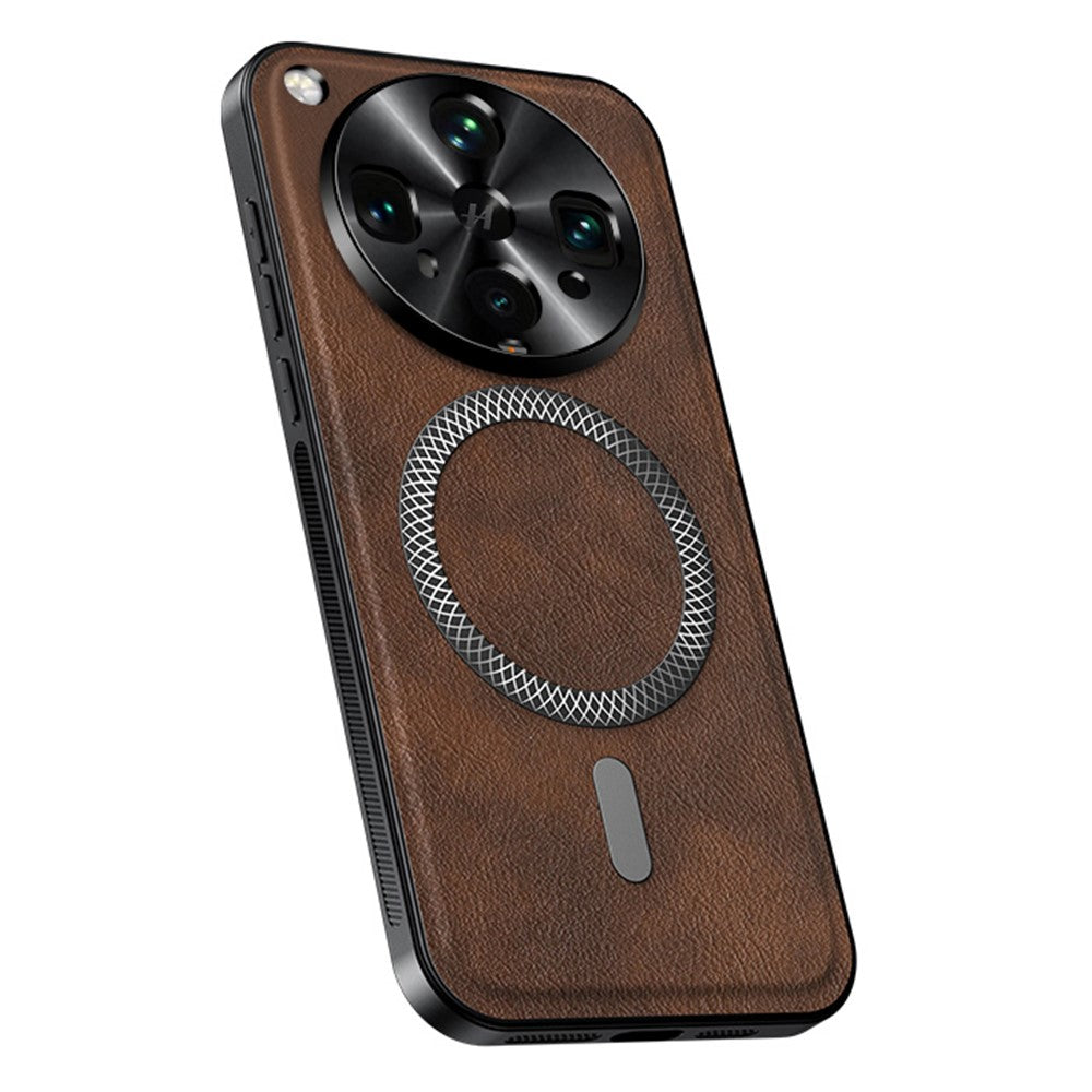 For Oppo Find X8 Ultra 5G Magnetic Case PU TPU PC Phone Back Cover with Metal Lens Frame