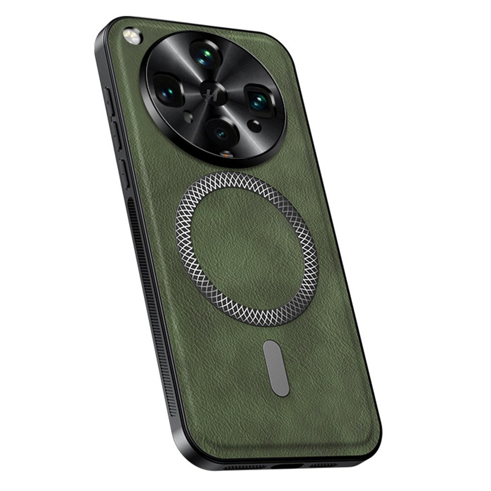 For Oppo Find X8 Ultra 5G Magnetic Case PU TPU PC Phone Back Cover with Metal Lens Frame