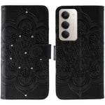 For Xiaomi Redmi 15 4G (EU) (171mm) Case Rhinestone Decor PU Leather Mandala Imprint Phone Cover with Wrist Strap