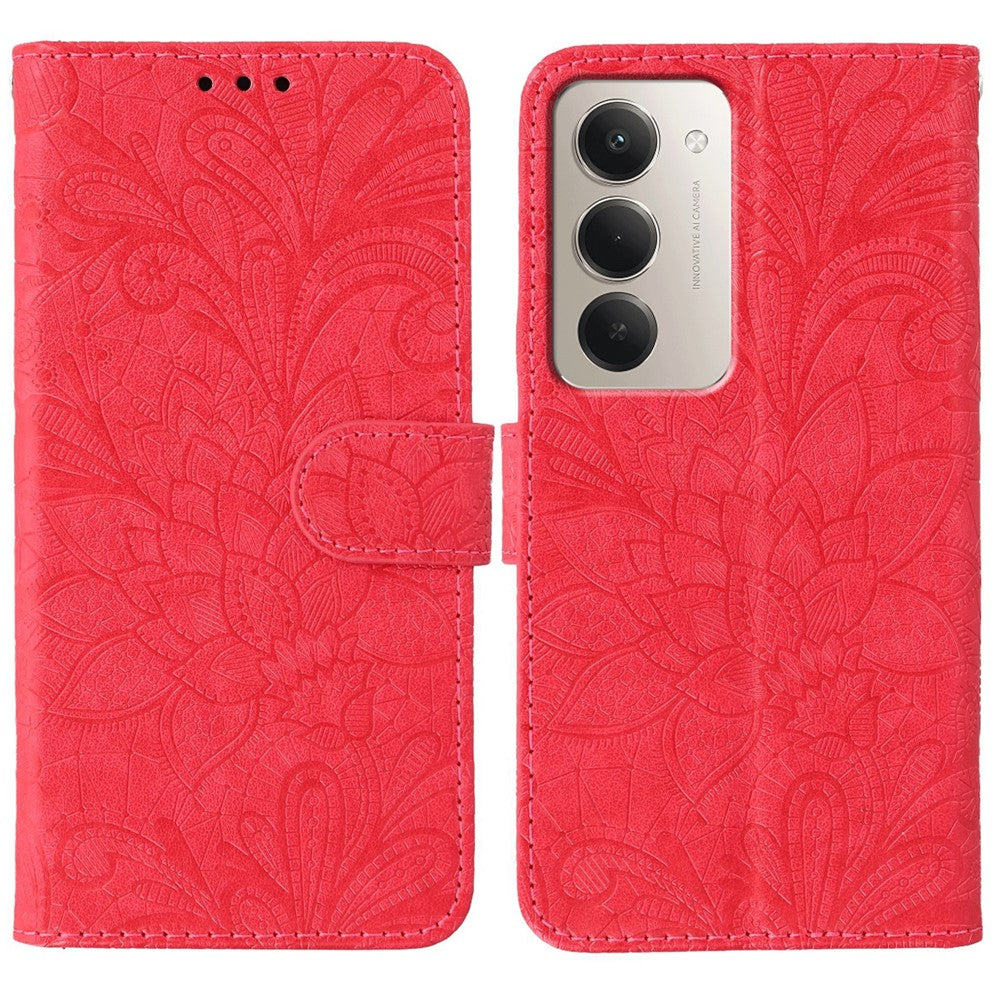 For Xiaomi Redmi 15 4G (EU) (171mm) Case Lace Flowers PU Leather Flip Wallet Phone Cover