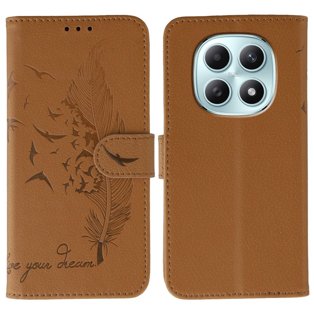 For Xiaomi Poco M8 5G / Redmi Note 15 5G (Global) / 15 4G (Global) Case Feather Imprint PU Leather Wallet Phone Cover