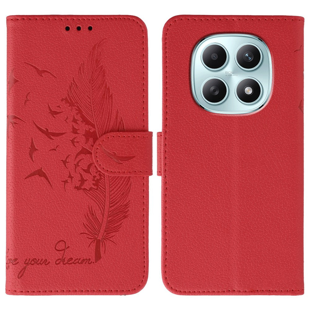 For Xiaomi Poco M8 5G / Redmi Note 15 5G (Global) / 15 4G (Global) Case Feather Imprint PU Leather Wallet Phone Cover