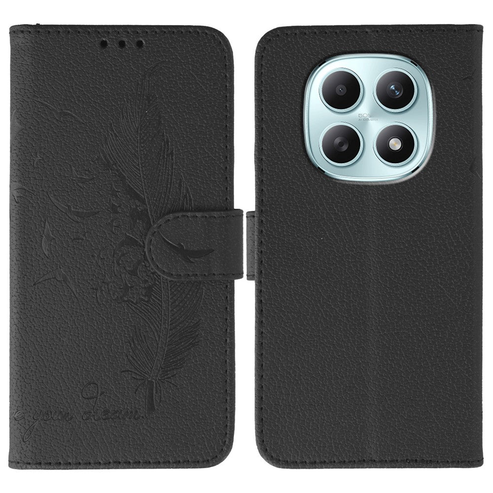 For Xiaomi Poco M8 5G / Redmi Note 15 5G (Global) / 15 4G (Global) Case Feather Imprint PU Leather Wallet Phone Cover