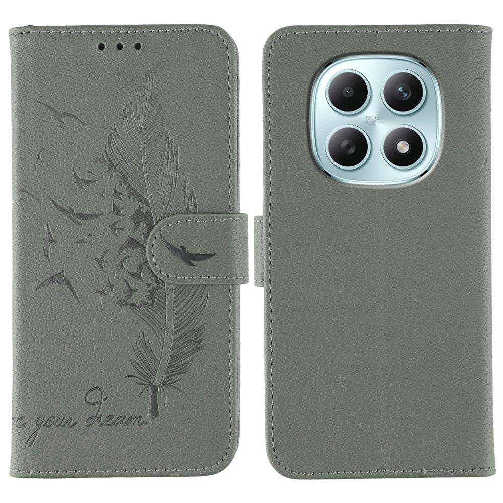 For Xiaomi Poco M8 5G / Redmi Note 15 5G (Global) / 15 4G (Global) Case Feather Imprint PU Leather Wallet Phone Cover