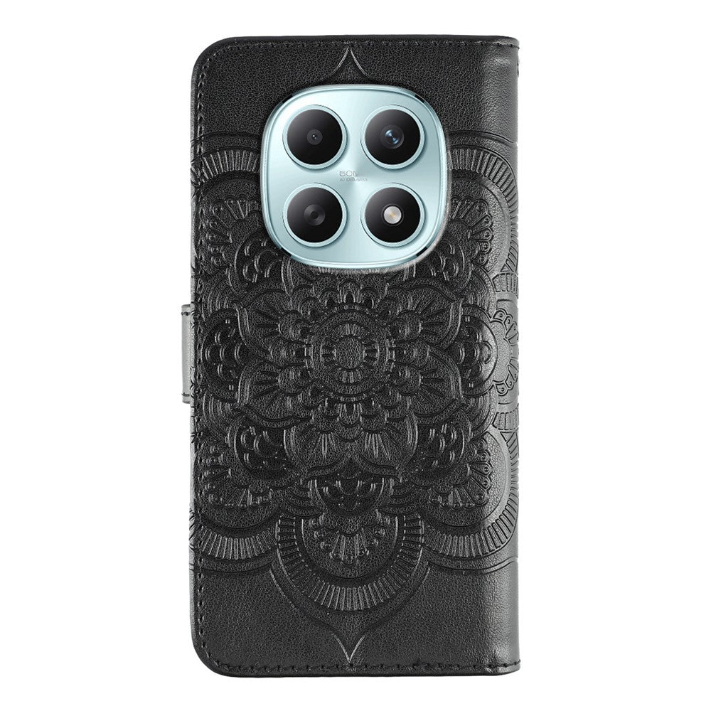 For Xiaomi Poco M8 5G / Redmi Note 15 5G (Global) / 15 4G (Global) Case PU Leather Mandala Imprinted Design Wallet Phone Cover with Wrist Strap