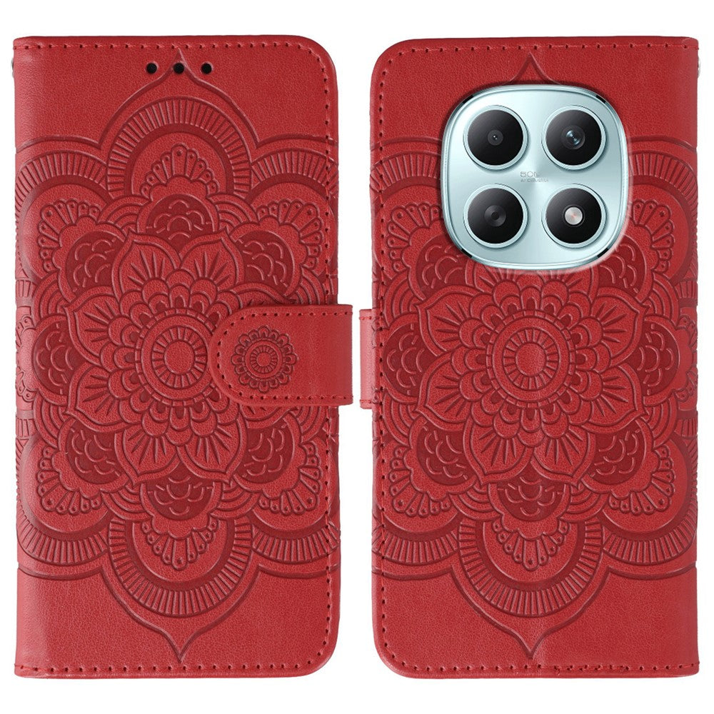 For Xiaomi Poco M8 5G / Redmi Note 15 5G (Global) / 15 4G (Global) Case PU Leather Mandala Imprinted Design Wallet Phone Cover with Wrist Strap
