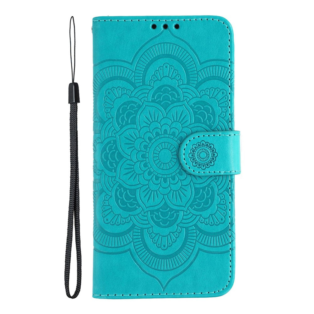Xiaomi Redmi Note 15 Pro 5G (Global) fodral i PU-läder med mandala-präglad design och plånboksfodral med handledsrem
