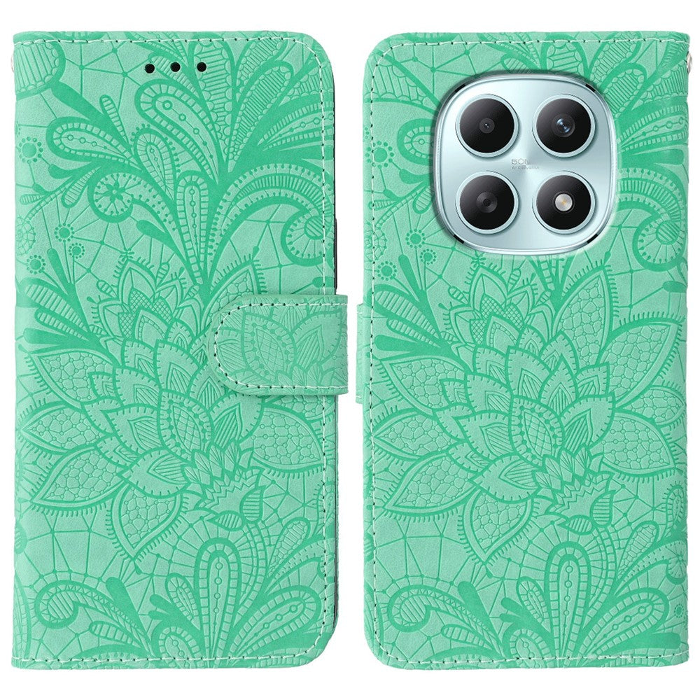 Xiaomi Poco M8 5G / Redmi Note 15 5G (Global) / 15 4G (Global) Fodral Spetsblommor PU-läder Flip Plånboksfodral