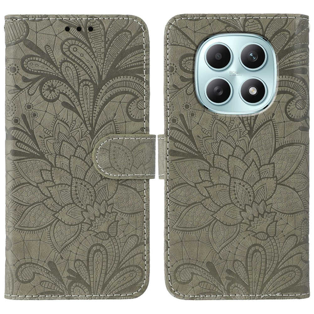 Xiaomi Poco M8 5G / Redmi Note 15 5G (Global) / 15 4G (Global) Fodral Spetsblommor PU-läder Flip Plånboksfodral