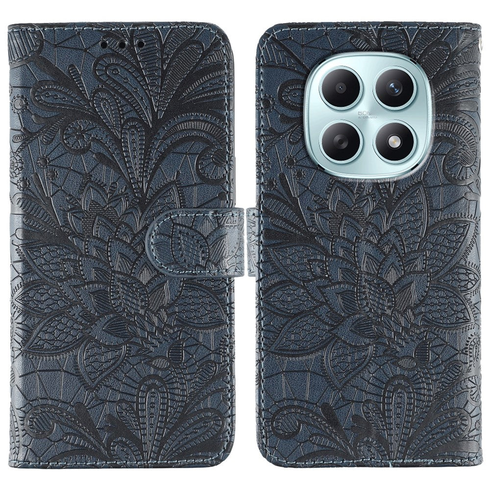 Xiaomi Poco M8 5G / Redmi Note 15 5G (Global) / 15 4G (Global) Fodral Spetsblommor PU-läder Flip Plånboksfodral