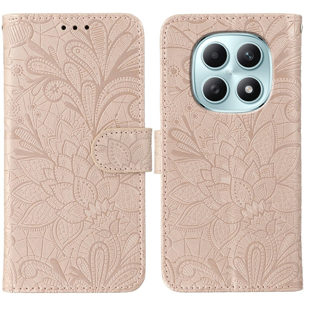 Xiaomi Poco M8 5G / Redmi Note 15 5G (Global) / 15 4G (Global) Fodral Spetsblommor PU-läder Flip Plånboksfodral