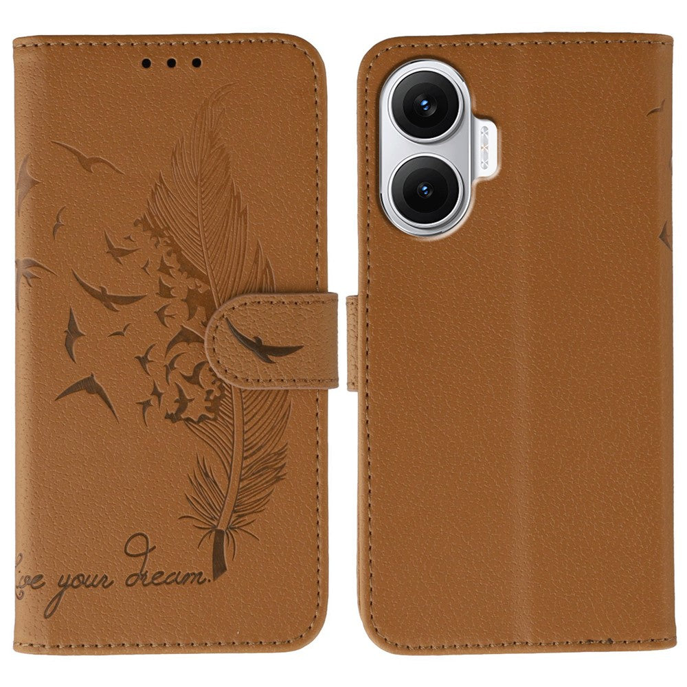 For Xiaomi Redmi Turbo 4 Pro 5G / Poco F7 5G Case Feather Imprint PU Leather Wallet Phone Cover