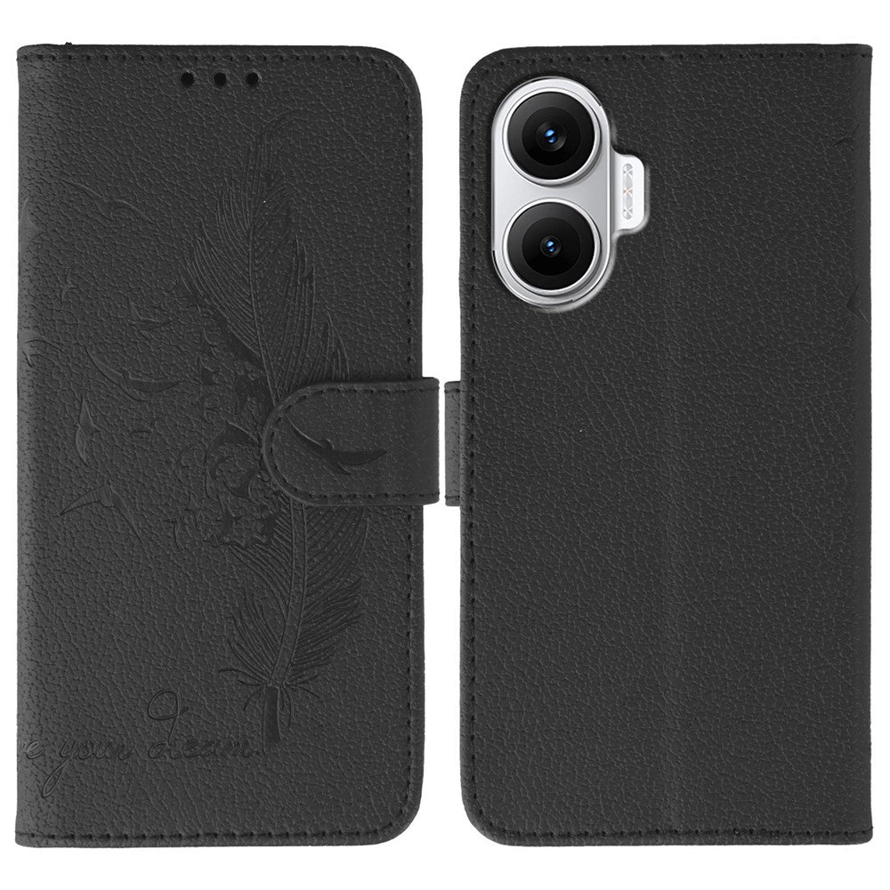 For Xiaomi Redmi Turbo 4 Pro 5G / Poco F7 5G Case Feather Imprint PU Leather Wallet Phone Cover