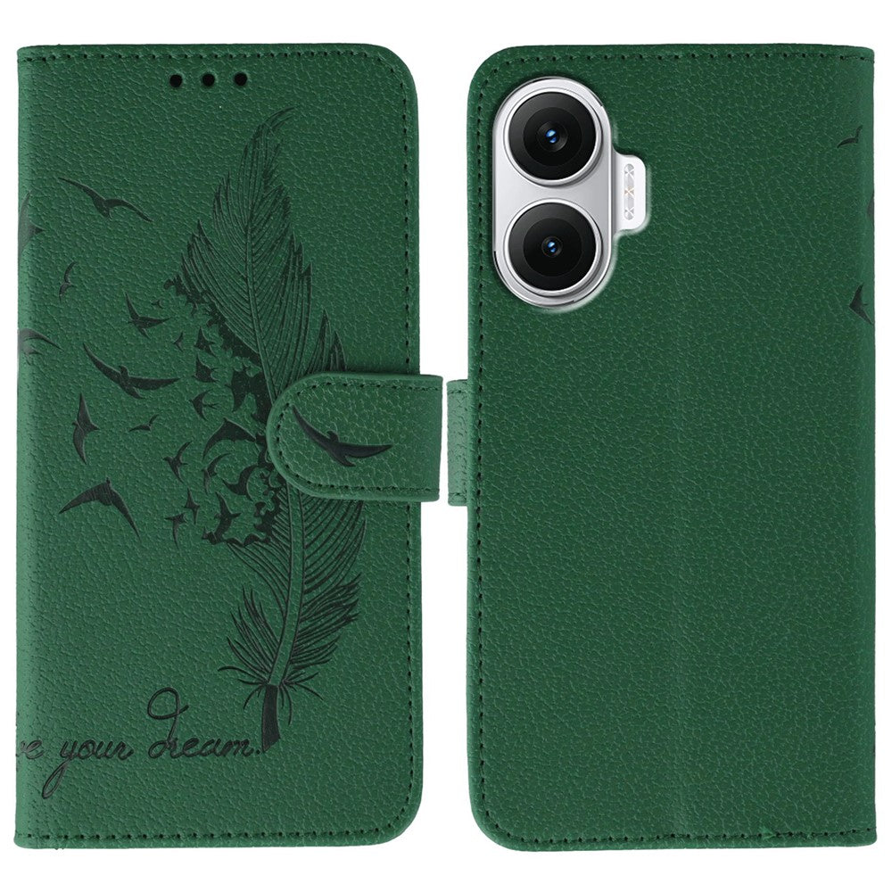 For Xiaomi Redmi Turbo 4 Pro 5G / Poco F7 5G Case Feather Imprint PU Leather Wallet Phone Cover