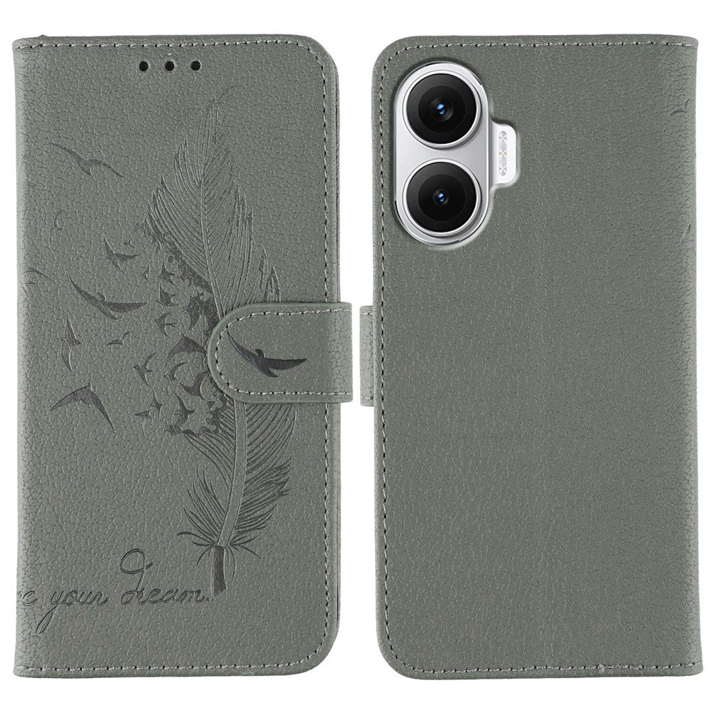 For Xiaomi Redmi Turbo 4 Pro 5G / Poco F7 5G Case Feather Imprint PU Leather Wallet Phone Cover