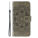 For Xiaomi Redmi Turbo 4 Pro 5G / Poco F7 5G Case Rhinestone Decor PU Leather Mandala Imprint Phone Cover with Wrist Strap