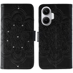 For Xiaomi Redmi Turbo 4 Pro 5G / Poco F7 5G Case Rhinestone Decor PU Leather Mandala Imprint Phone Cover with Wrist Strap