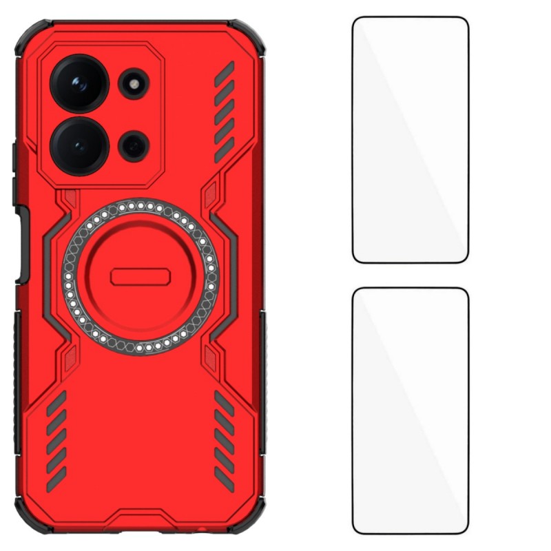 WANLONFENG Magnetiskt skal för Xiaomi Redmi 15C 4G (Global) (171 mm) DJ-serien PC TPU-mobilskydd med 2 st. härdat glasfilm
