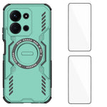 WANLONFENG Magnetiskt skal för Xiaomi Redmi 15C 4G (Global) (171 mm) DJ-serien PC TPU-mobilskydd med 2 st. härdat glasfilm