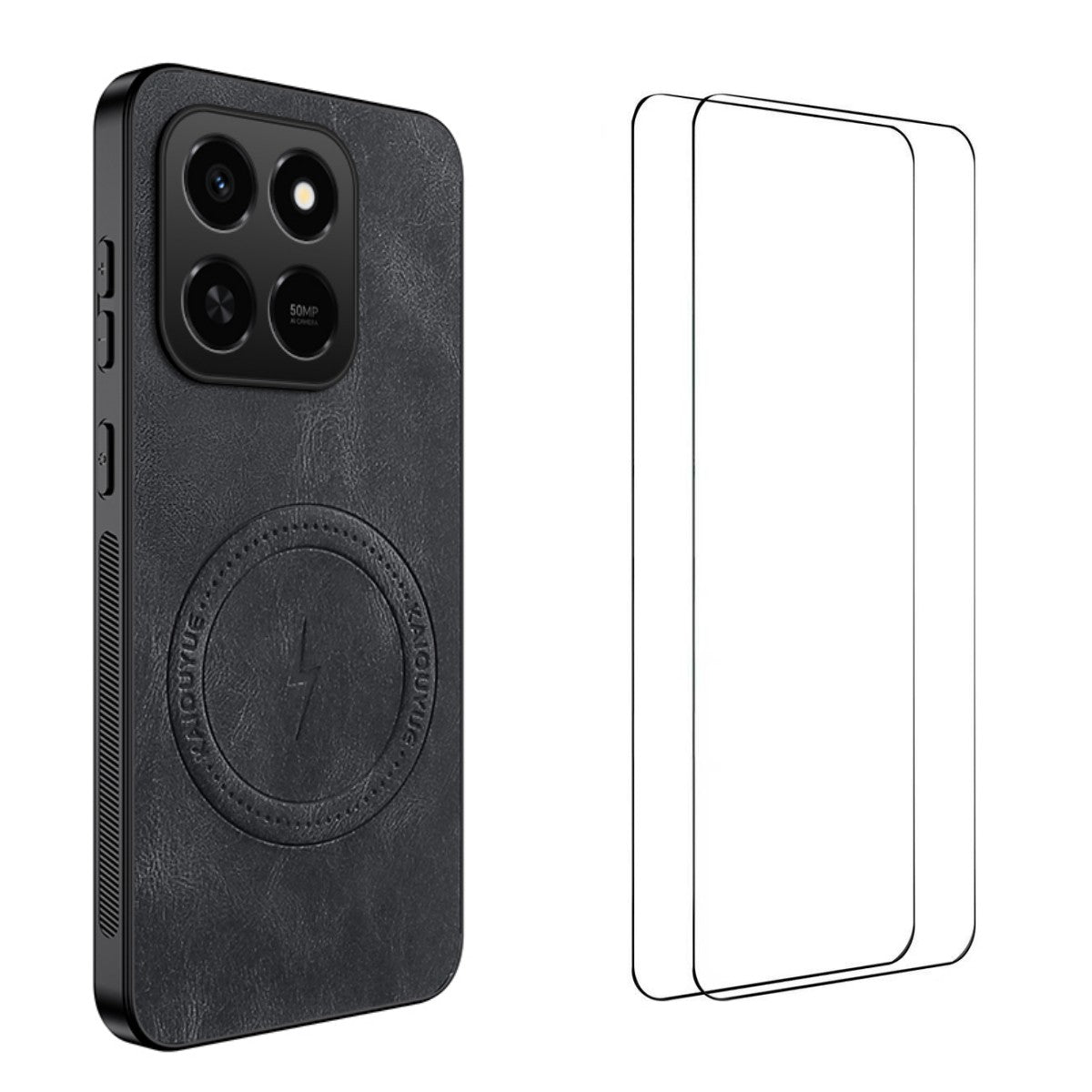 WANLONFENG For Honor 400 Smart 5G / 4G / X7d 4G Magnetic Case  SD Series PC TPU Phone Cover with 2Pcs Screen Film