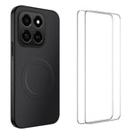 WANLONFENG Magnetiskt skal för Honor 400 Smart 5G / 4G / X7d 4G, TQ1-serien, kolfiberstruktur, PC TPU-mobilskal med 2 st. skärmfilmer