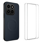 WANLONFENG Magnetiskt skal för Honor 400 Smart 5G / 4G / X7d 4G, TQ1-serien, kolfiberstruktur, PC TPU-mobilskal med 2 st. skärmfilmer
