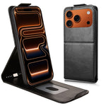 Til iPhone 18 Pro Max / 17 Pro Max Stand Case Magnetisk Lås Vertikal Flip Læder Telefoncover med Kreditkortholder