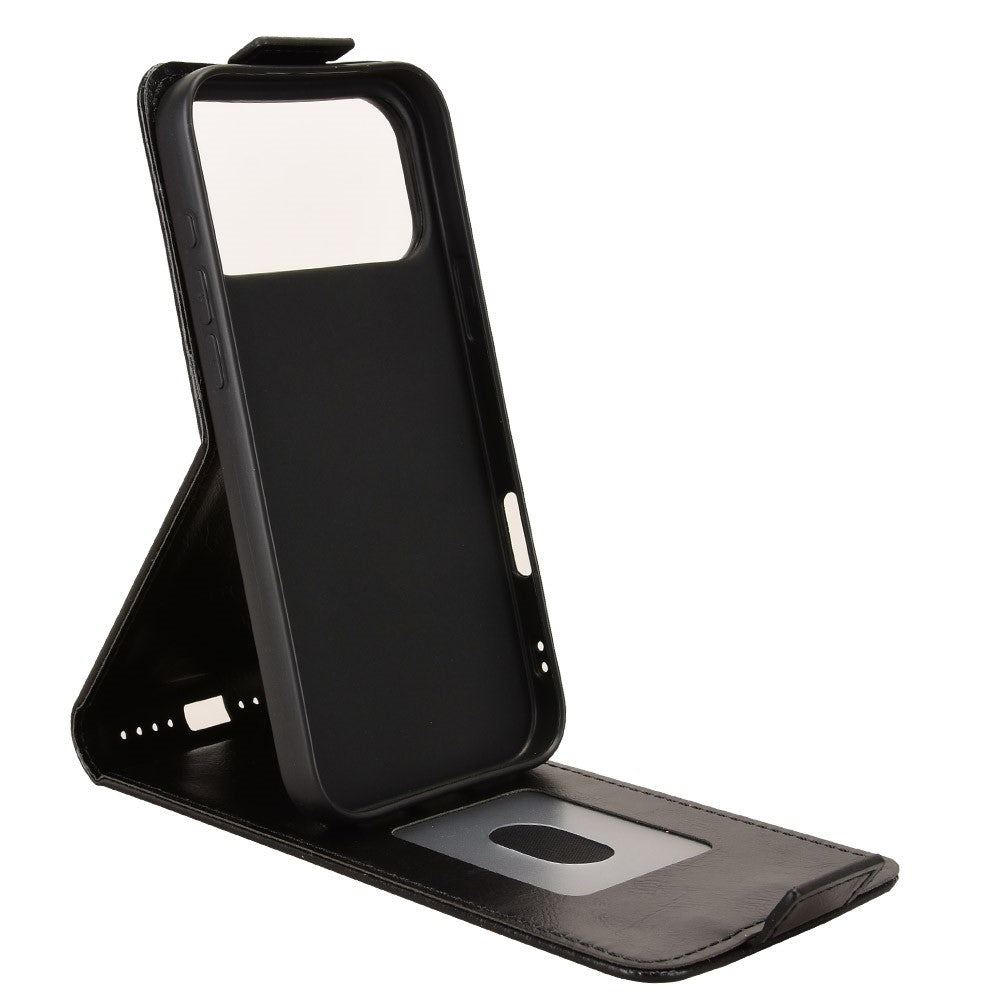 Til iPhone 18 Pro Max / 17 Pro Max Stand Case Magnetisk Lås Vertikal Flip Læder Telefoncover med Kreditkortholder