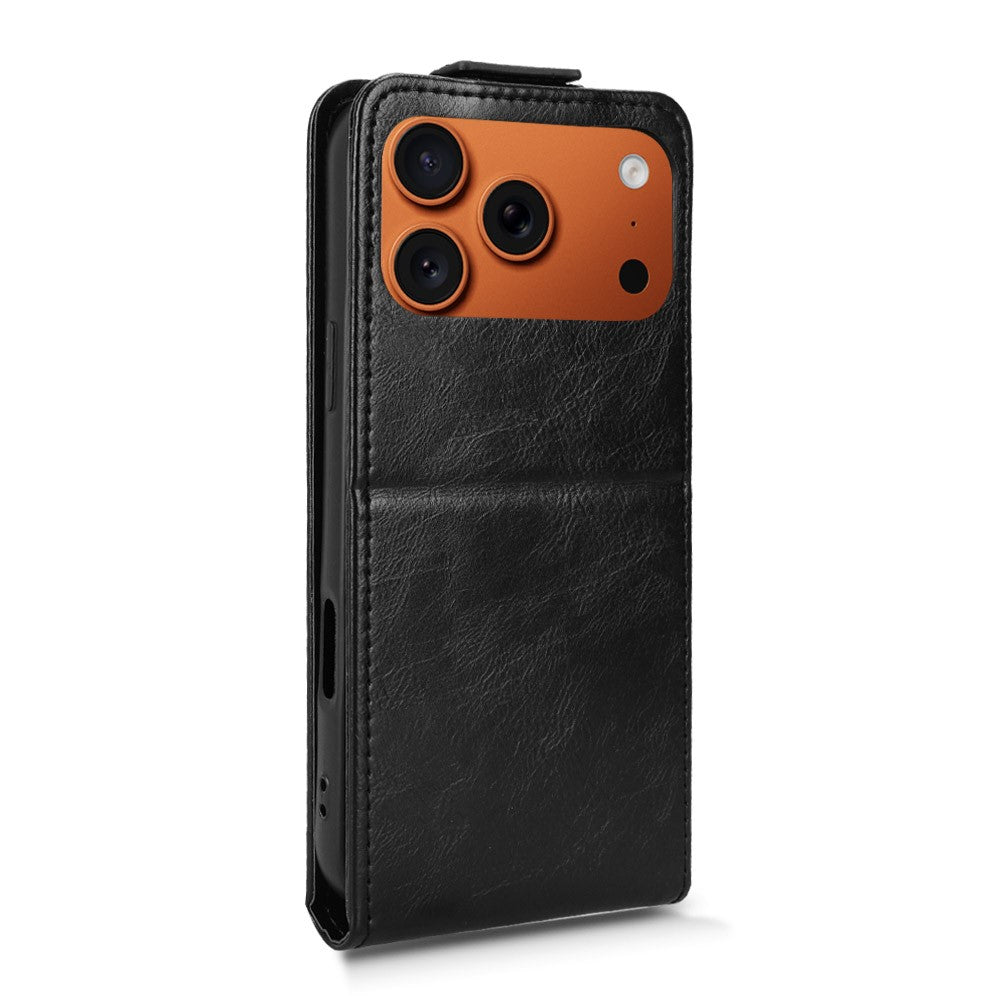 Til iPhone 18 Pro Max / 17 Pro Max Stand Case Magnetisk Lås Vertikal Flip Læder Telefoncover med Kreditkortholder