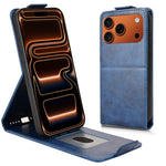Til iPhone 18 Pro Max / 17 Pro Max Stand Case Magnetisk Lås Vertikal Flip Læder Telefoncover med Kreditkortholder