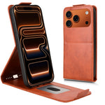 Til iPhone 18 Pro Max / 17 Pro Max Stand Case Magnetisk Lås Vertikal Flip Læder Telefoncover med Kreditkortholder