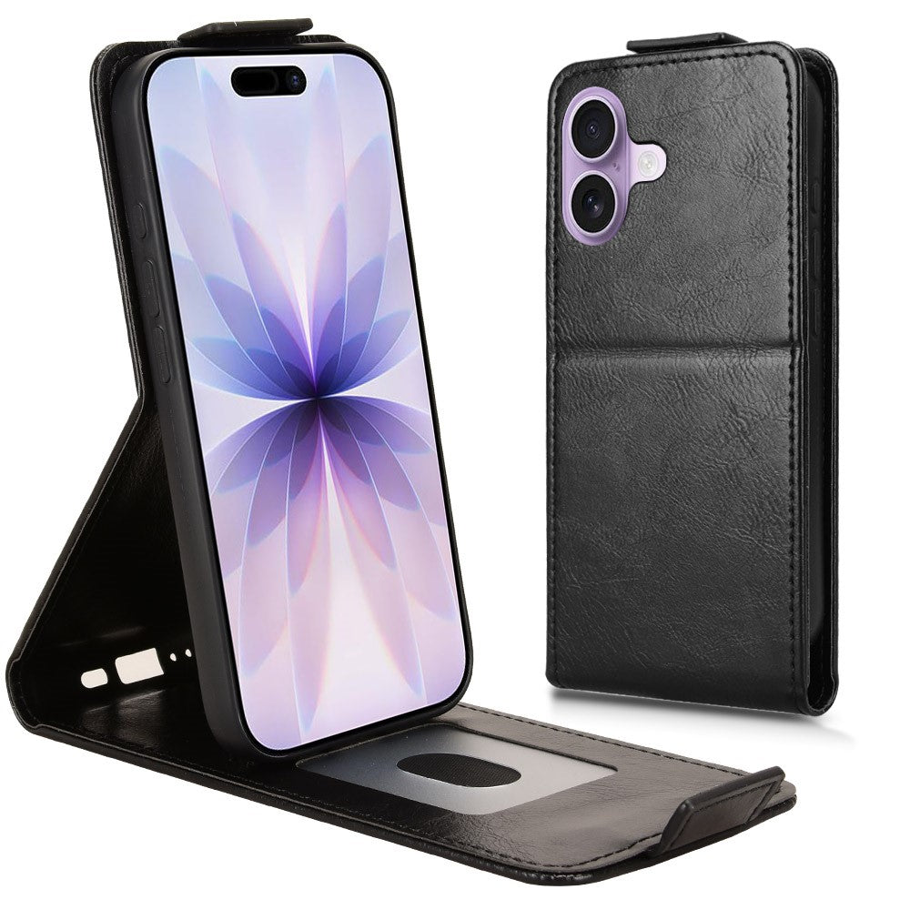 For iPhone 17 Stand Case Magnetic Clasp Vertical Flip Leather Phone Cover with Card Holder