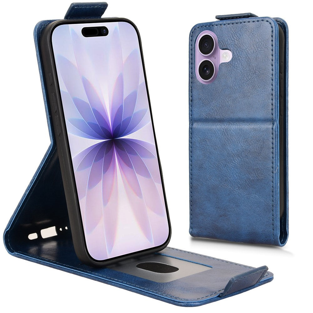 For iPhone 17 Stand Case Magnetic Clasp Vertical Flip Leather Phone Cover with Card Holder