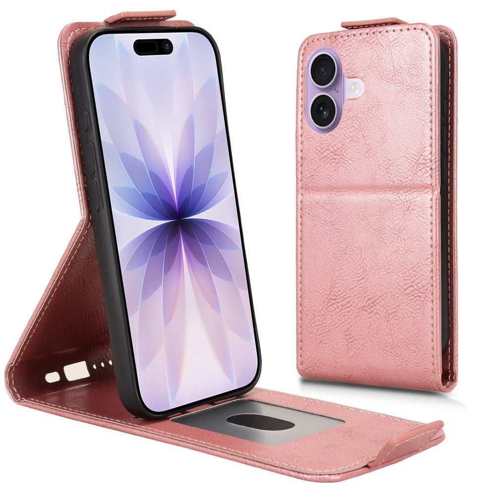 For iPhone 17 Stand Case Magnetic Clasp Vertical Flip Leather Phone Cover with Card Holder