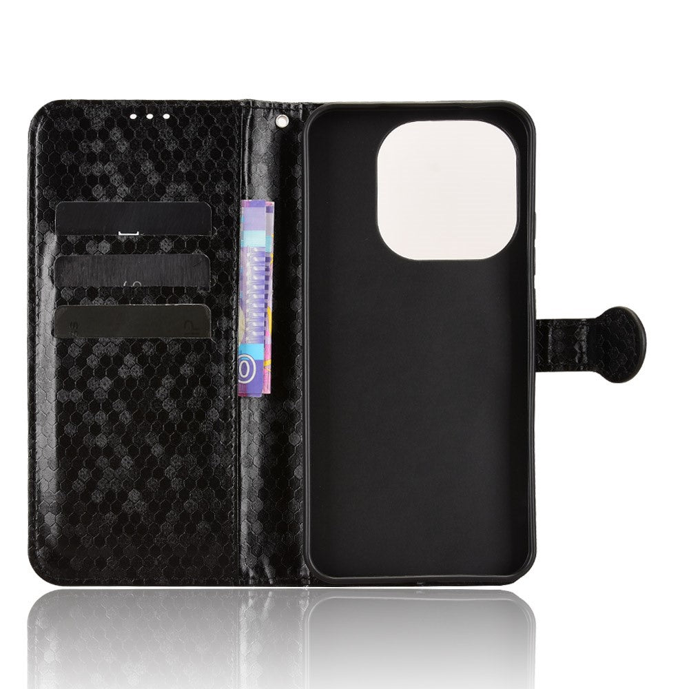For Xiaomi 15T Wallet Case Dot Pattern Imprint PU Leather Phone Cover with Wrist Strap