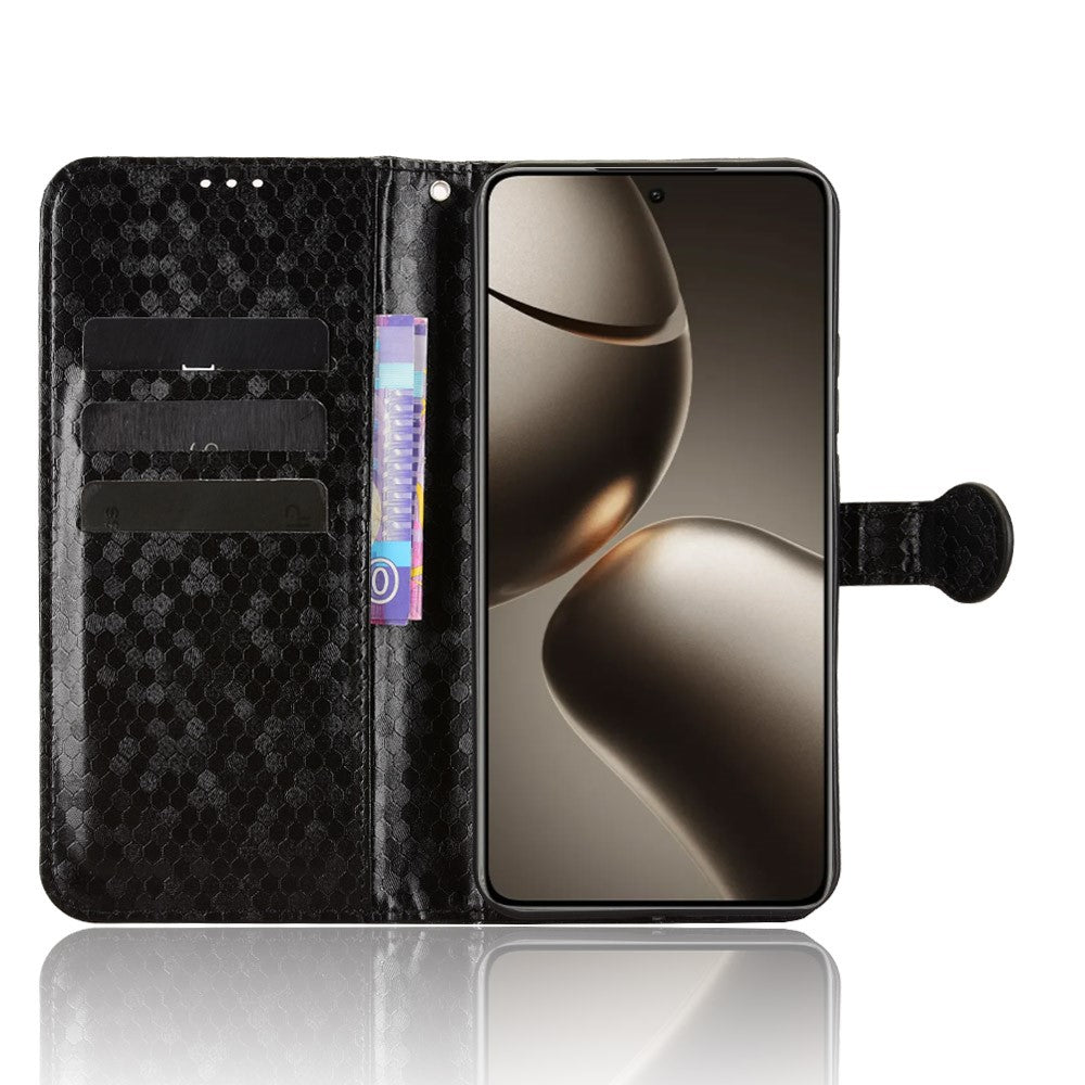 For Xiaomi 15T Wallet Case Dot Pattern Imprint PU Leather Phone Cover with Wrist Strap