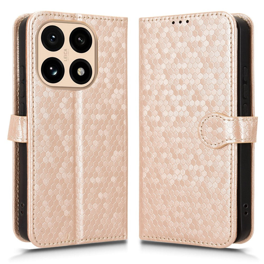 For Xiaomi 15T Wallet Case Dot Pattern Imprint PU Leather Phone Cover with Wrist Strap