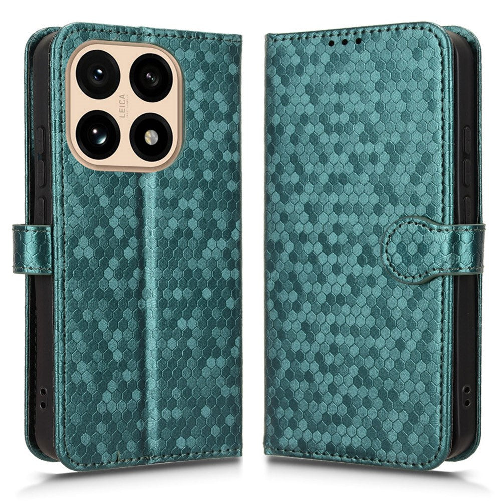 For Xiaomi 15T Wallet Case Dot Pattern Imprint PU Leather Phone Cover with Wrist Strap