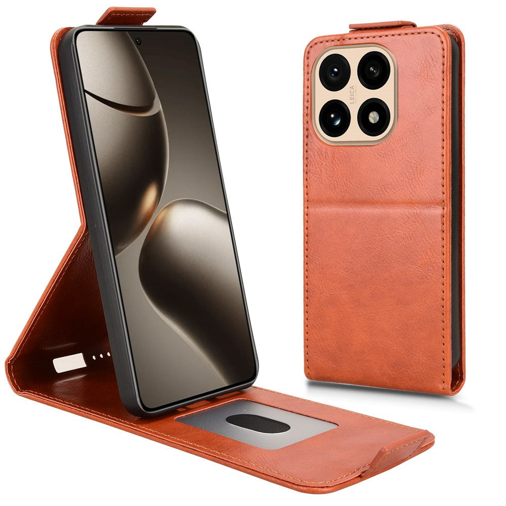 Xiaomi 15T Stativfodral Magnetiskt Spänne Vertikalt Flip Lädermobilfodral med Korthållare