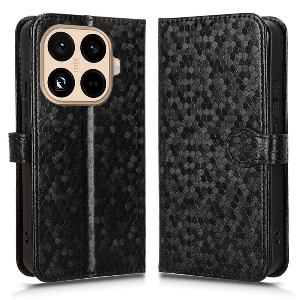 For Xiaomi 15T Pro Wallet Case Dot Pattern Imprint PU Leather Phone Cover with Wrist Strap