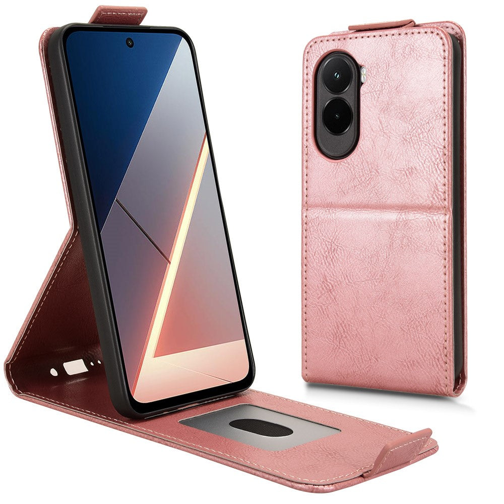 For Xiaomi Poco M7 4G (169mm)  /  Poco M7 Plus 5G Stand Case Magnetic Clasp Vertical Flip Leather Phone Cover with Card Holder
