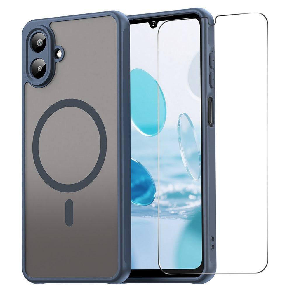 ENKAY HAT PRINCE For Samsung Galaxy A07 4G Magnetic Case with 9H Tempered Glass PC TPU Matte Phone Cover