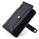 For iPhone 18 Pro Max / 17 Pro Max Leather Case Zipper Pocket Wallet Phone Cover with 2 Straps