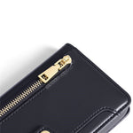 For iPhone 18 Pro Max / 17 Pro Max Leather Case Zipper Pocket Wallet Phone Cover with 2 Straps
