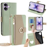 For iPhone 17 Case Mirror Wallet Leather Phone Cover with Chain Shoulder Strap
